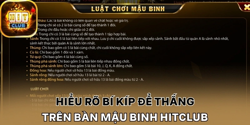 Hiểu rõ bí kíp để thắng lớn trên bàn Mậu Binh Hitclub