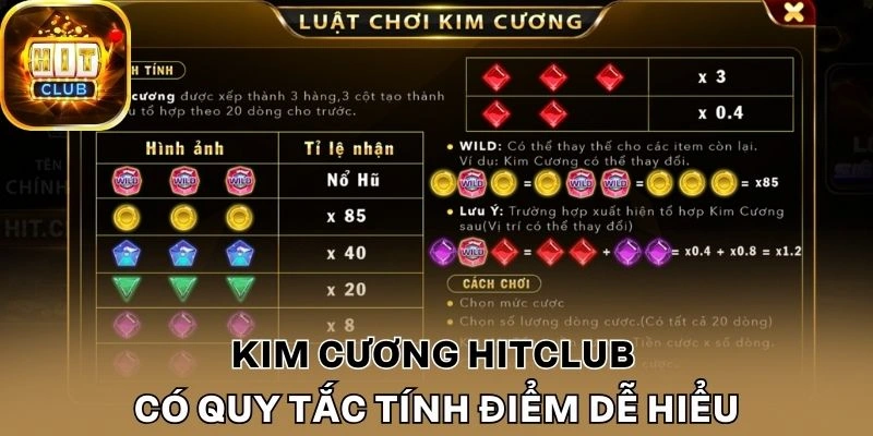 Kim cương Hitclub có quy tắc tính điểm dễ hiểu