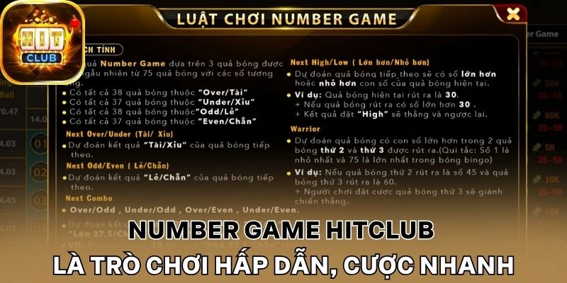 Number game Hitclub là trò chơi hấp dẫn, cược nhanh