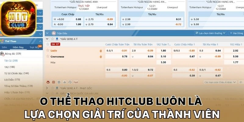 O thể thao Hitclub luôn là lựa chọn giải trí của thành viên